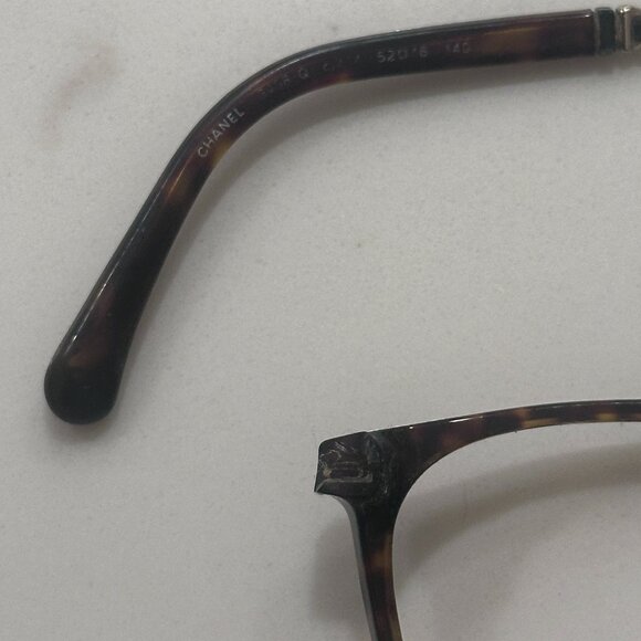 ✨? CHANEL Eyeglass Frames – Tortoise w/ Iconic Chain Temple – AS IS / Repair main image 13